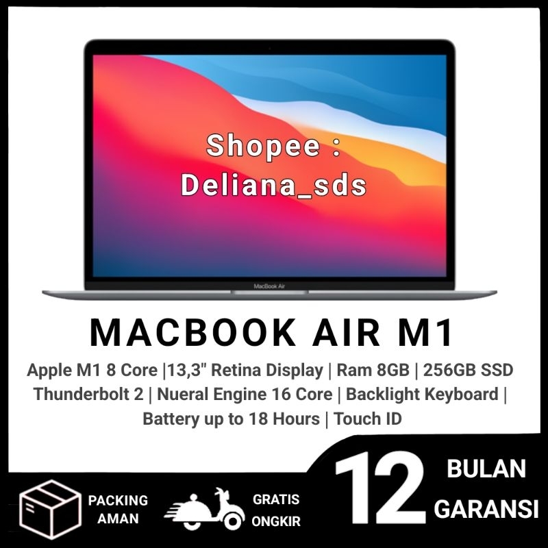 Jual Macbook Air M1 8GB/256GB SSD Bergaransi Laptop Macbook Air M1
