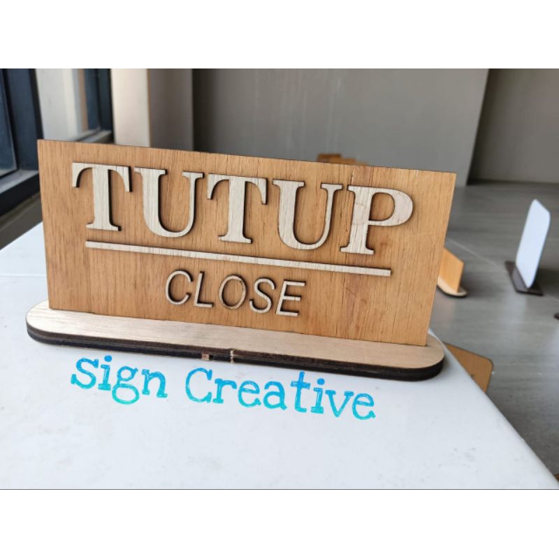Jual sign meja buka tutup kkayu timbul | Shopee Indonesia