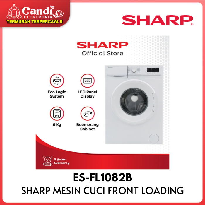 Jual SHARP Mesin Cuci Front Loading 8 Kg Boomerang Series ES-FL1082B ...