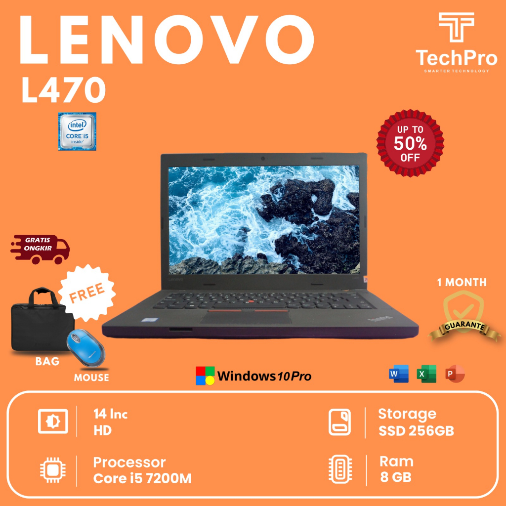 Jual LAPTOP LENOVO THINKPAD L470 ( RAM 8GB * 256GB ) Bergaransi Murah