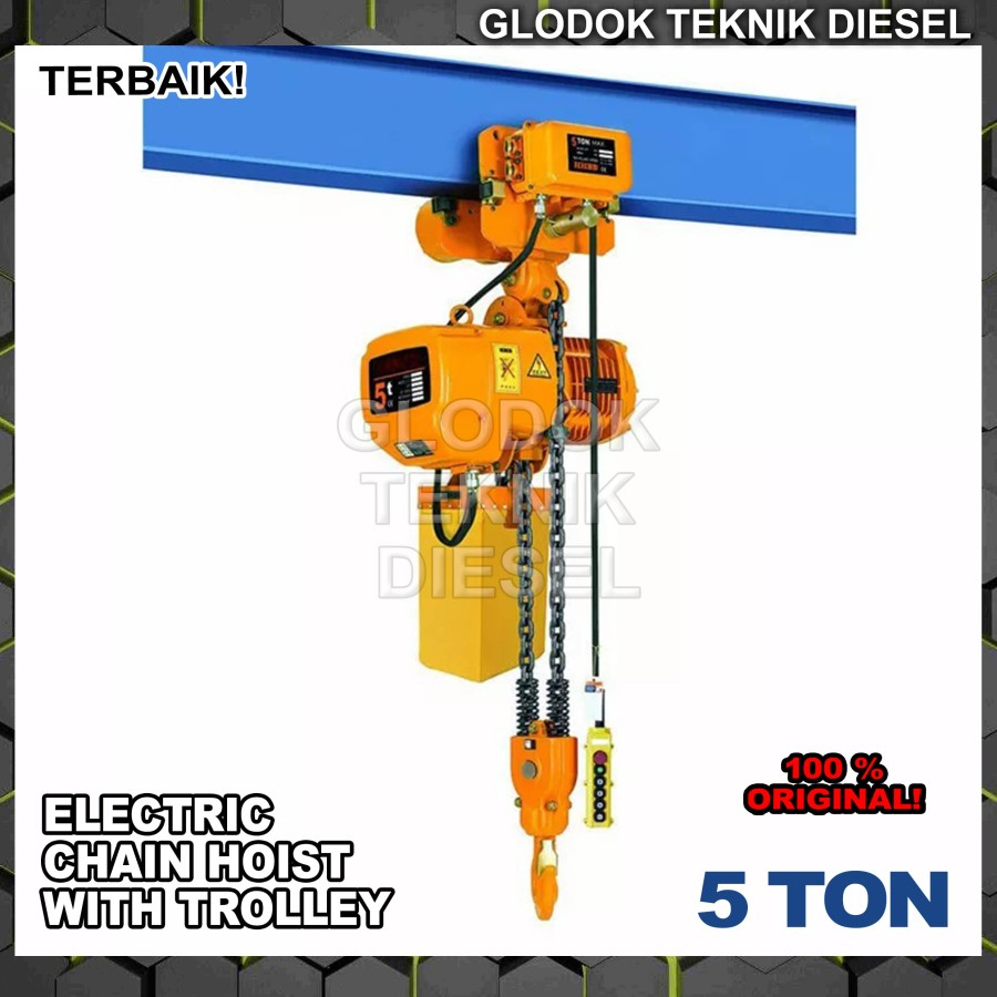 Jual Electric Chain Hoist with Trolley 5 Ton x 6 Meter 3 phase 2 Rantai ...