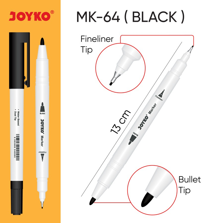 Jual Joyko Spidol Marker MK-64 / Spidol Dual Tip Color Marker Penanda ...
