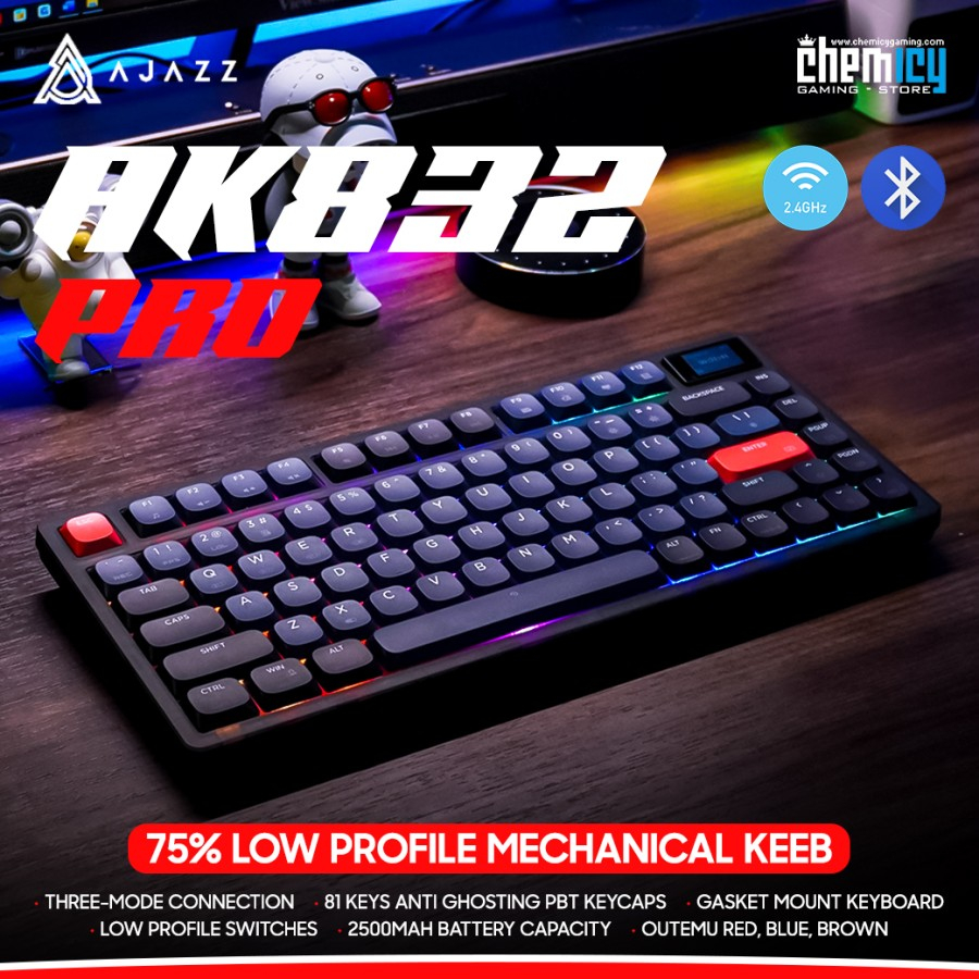 Jual Ajazz AK832 Pro Low Profile Wireless Mehcanical Gaming Keyboard ...