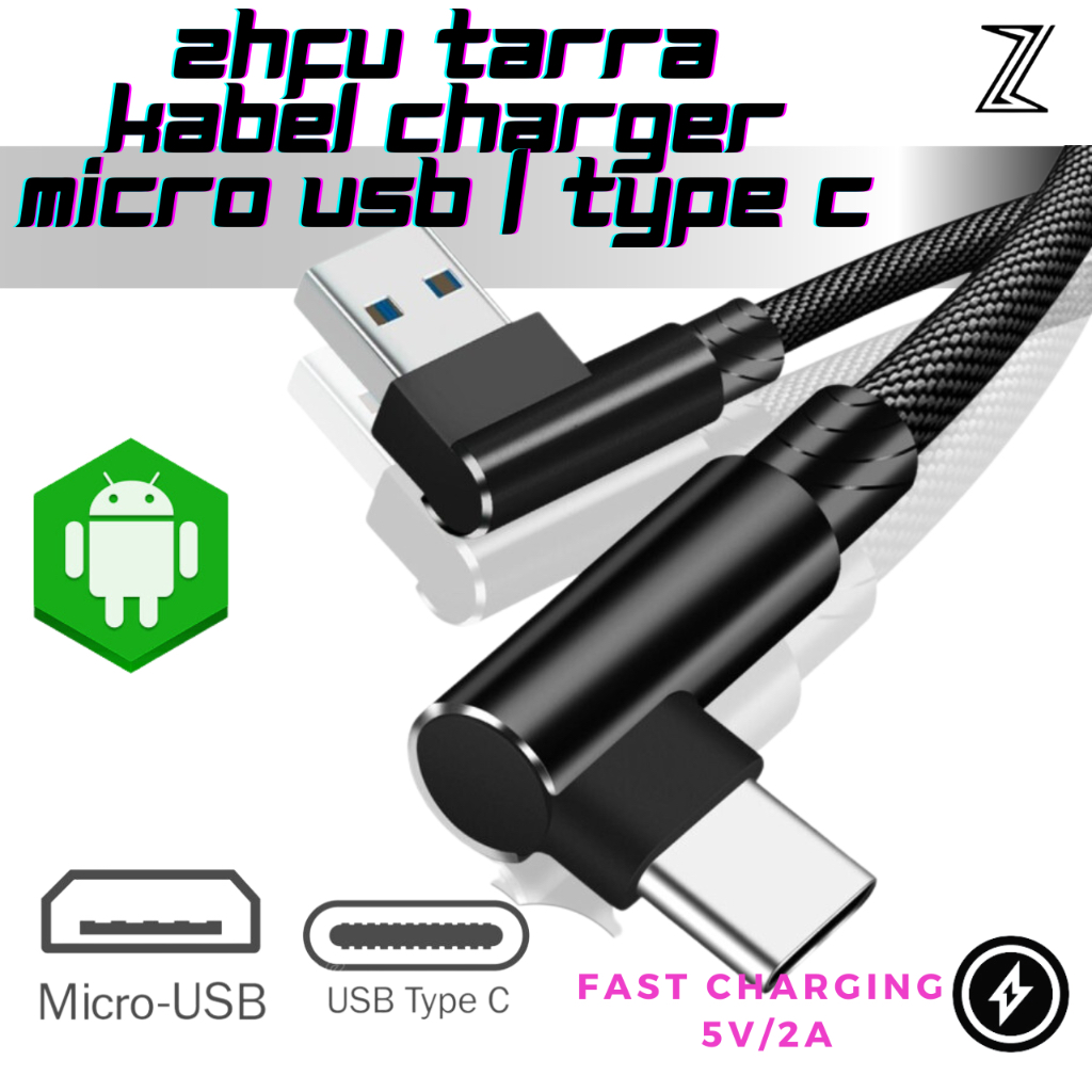 Jual Kabel Charger Gamer Zhfu Tarra Kabel Data Mobile Tipe Micro Usb Type C Fast Charging