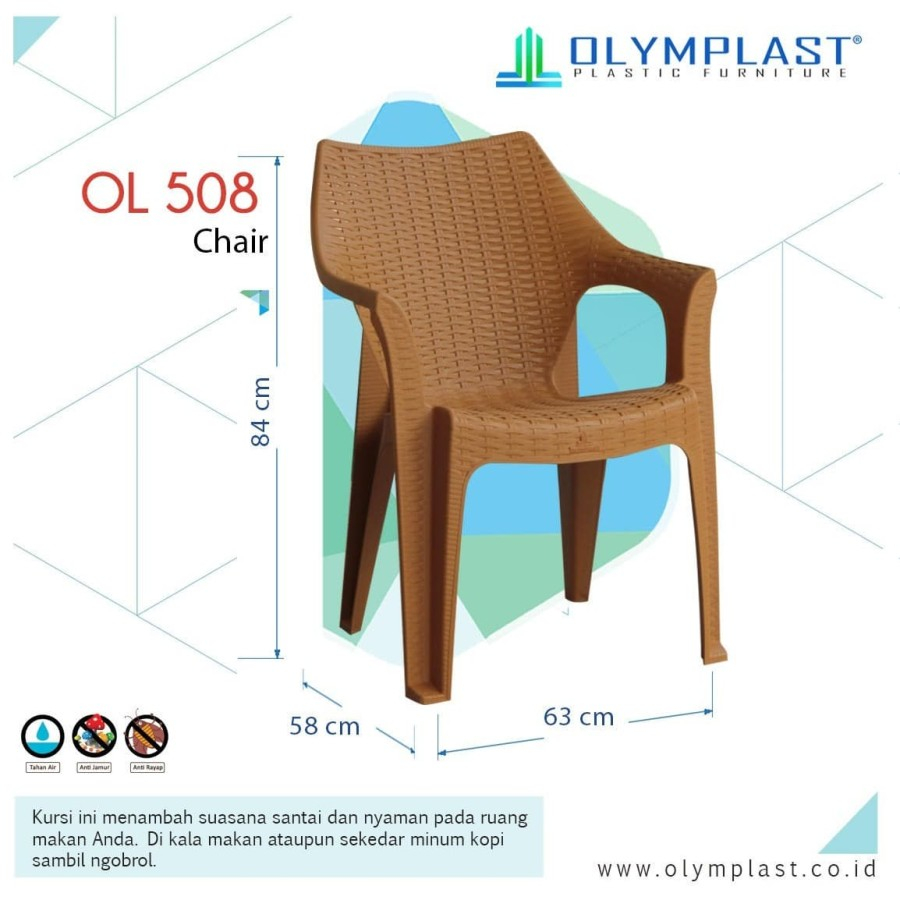 Jual Olymplast Ol 508 Kursi Bangku Sandar Plastik Rotan Anyaman Makan