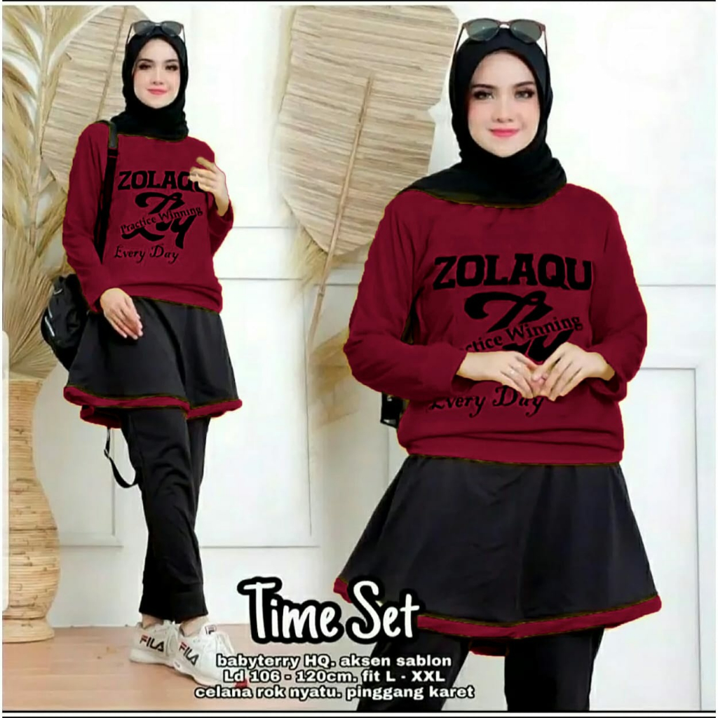 Jual Setelan baju olahraga muslim model baru celana panjangtime