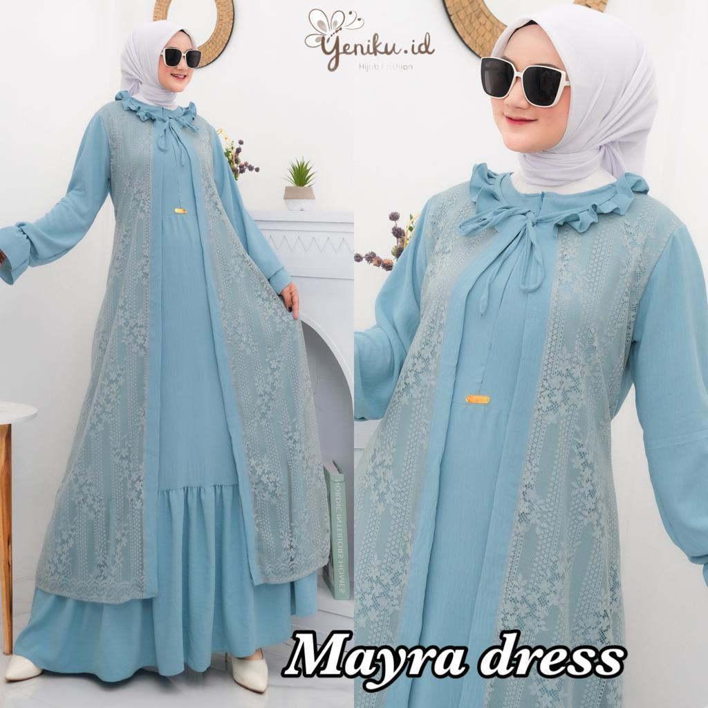 Jual Mayra Dress Gamis Crinkle Premium Mix Brokat Malika Terbaru