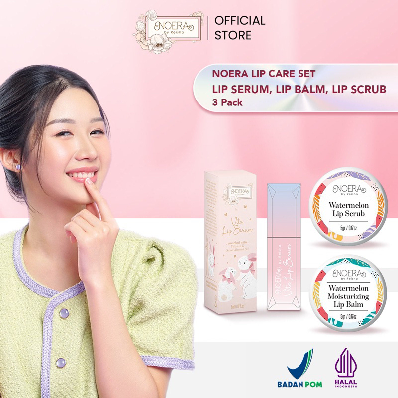 Jual Noera Lipcare Set Noera Lip Serum, Lip Balm, dan Lip Scrub