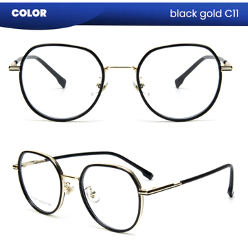 IOOI Eyewear Kacamata Segi Lima Metal PC Lensa Anti Radiasi Bluecromic Photocromic Pria Wanita