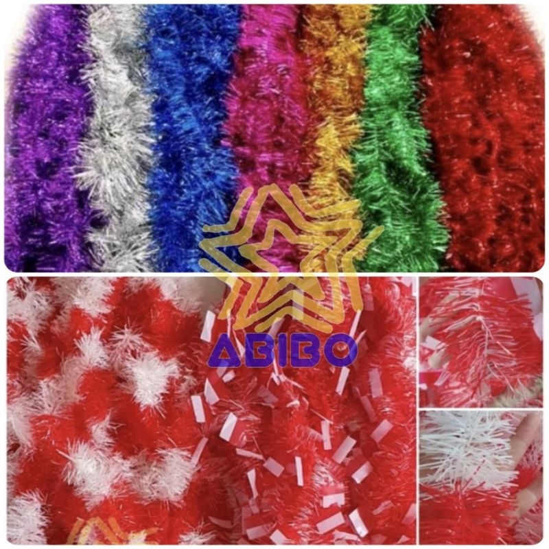 Jual 2mtr Slinger BESAR Rumbai Tensil Tinsel Metalik Garland Hiasan Natal Merah Putih Shopee