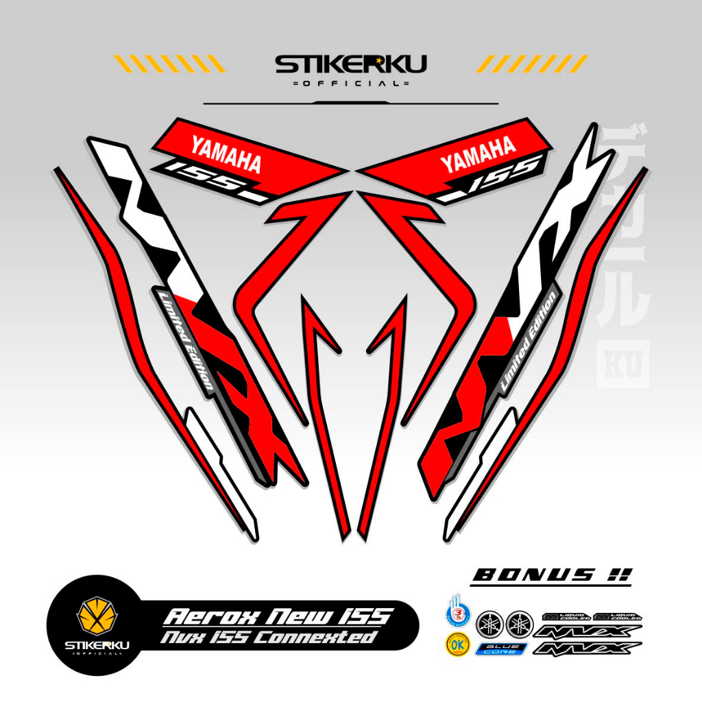 Jual STRIPING AEROX 155 NEW CONNECTED MOTIF 41 / COMBO COLOR / DASAR ...
