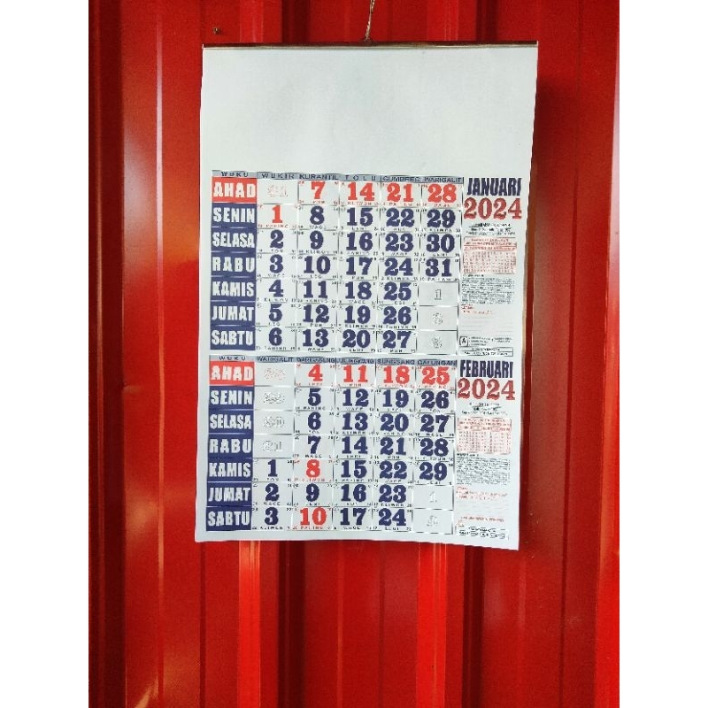 Jual Kalender 2024 Lengkap Model Dwi Wulan Ukuran 32x50cm ada Pasaran