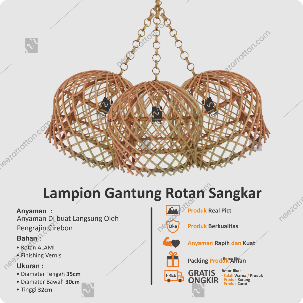 Jual Kap Lampion Rotan Lampu Hias Gantung Taman Tamu Mode Sangkar