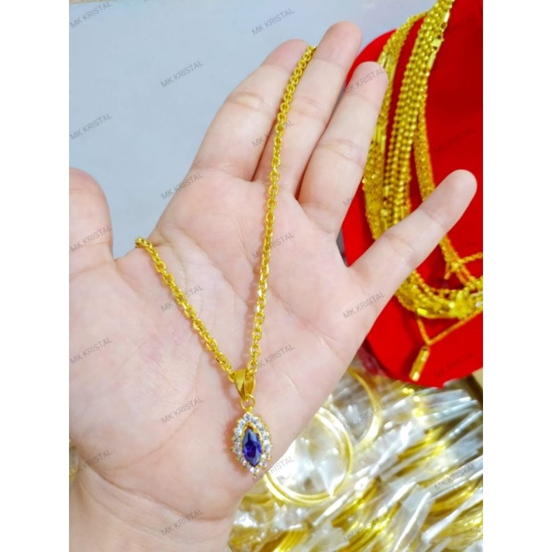 Jual Kalung liontin batu runcing lapis kristal + dompet | Shopee Indonesia