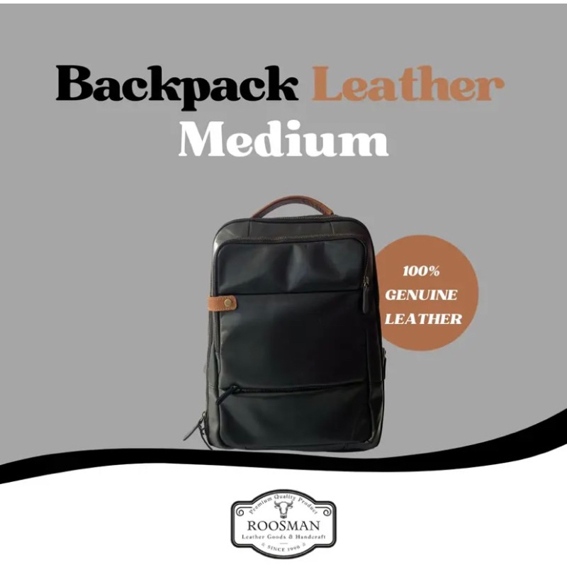 Jual Roosman Leather Backpack Leather Medium | Shopee Indonesia