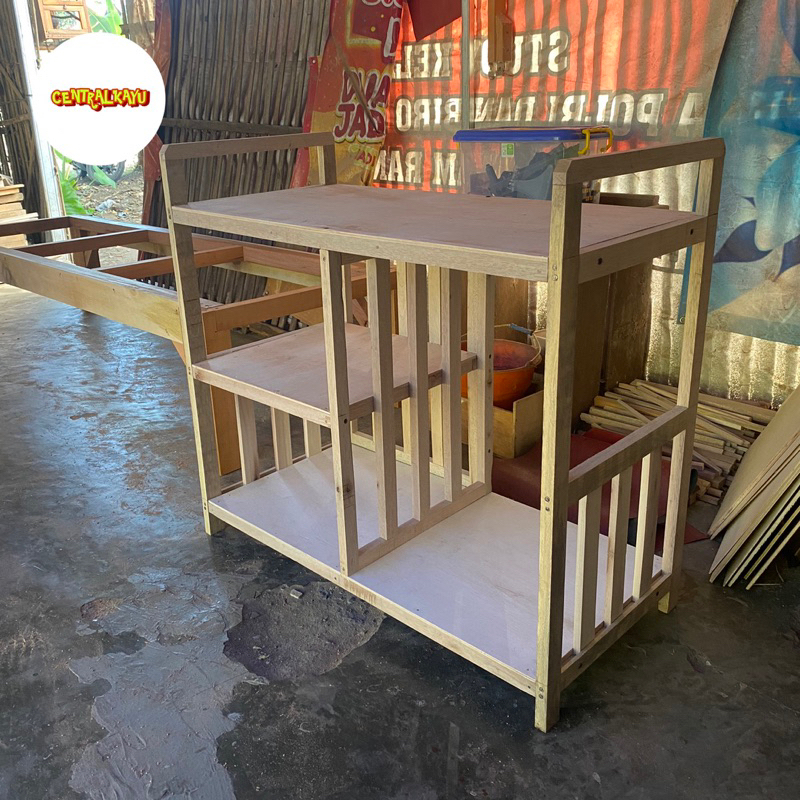 Jual Meja Rak Kayu Tempat Kompor Gas 2 Tungku Serbaguna | Shopee Indonesia