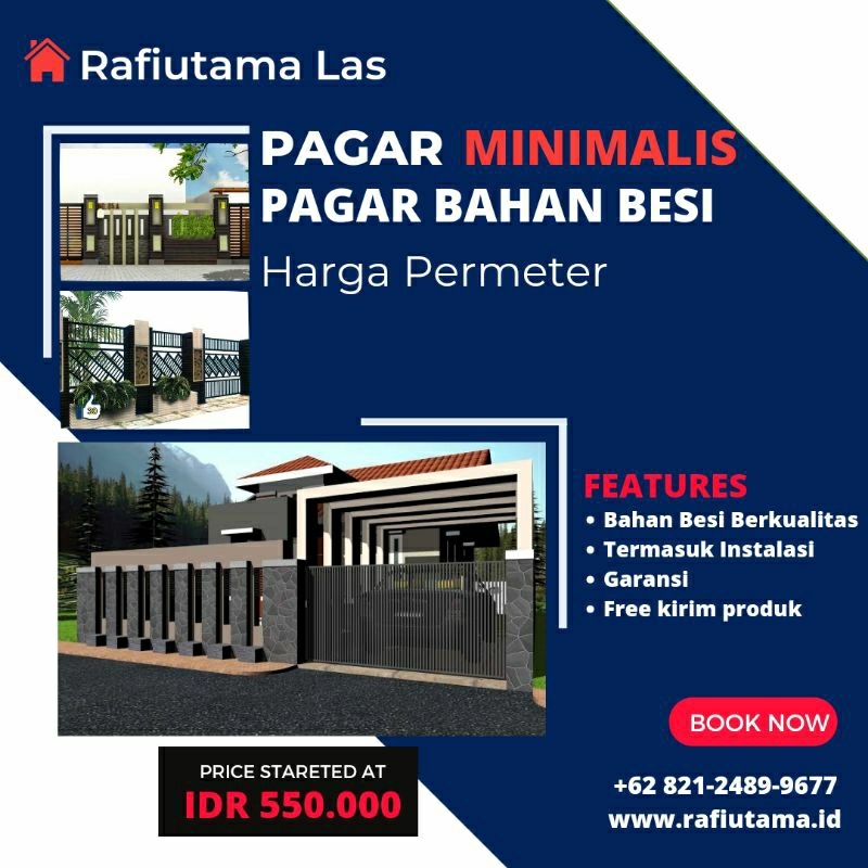 Jual Pagar Rumah Minimalis Hollow Besi Ter Pasang | Shopee Indonesia