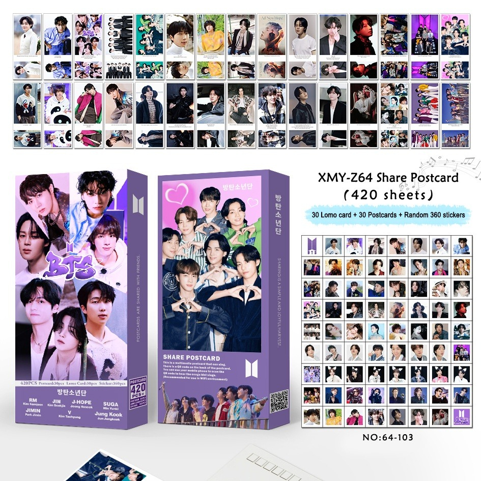 Jual Postcard 1 Pack Isi 420pcs Kpop Bts Bities Kartu Ucapan Bonus 360pc Mini Sticker Bangtan 9735