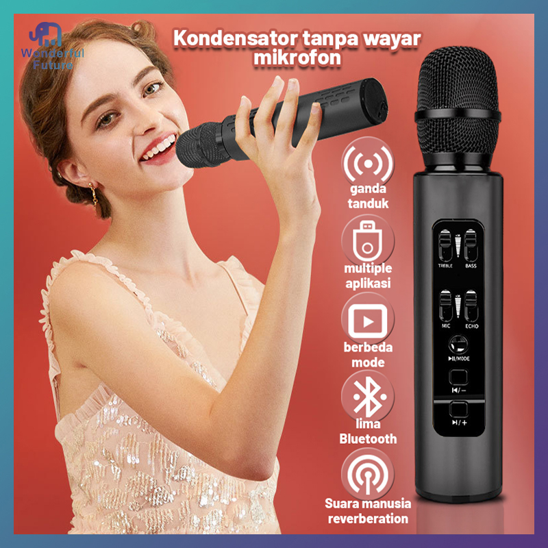 Jual Mic Karaoke K6/Mic Wireless Bluetooth Karaoke Player/Wireless