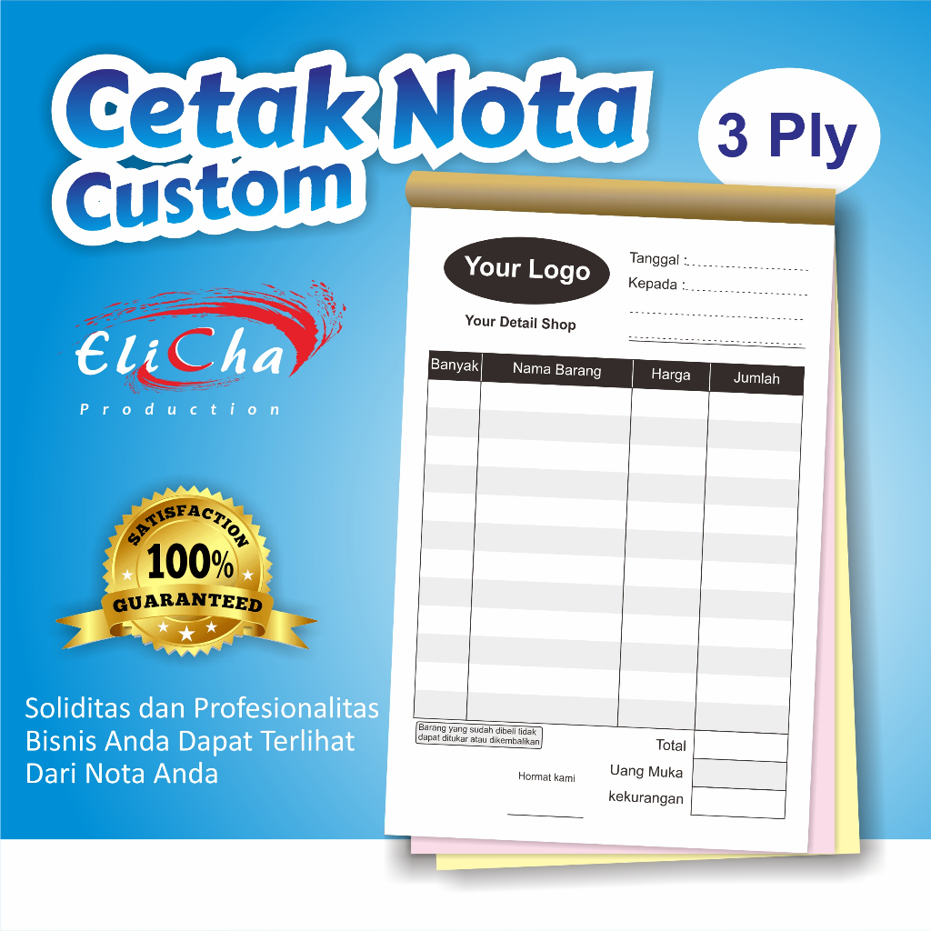 Jual Cetak Nota Bon Kwitansi Custom 3plyrangkap Carbonless Ncr 1 Warna Shopee Indonesia 9877