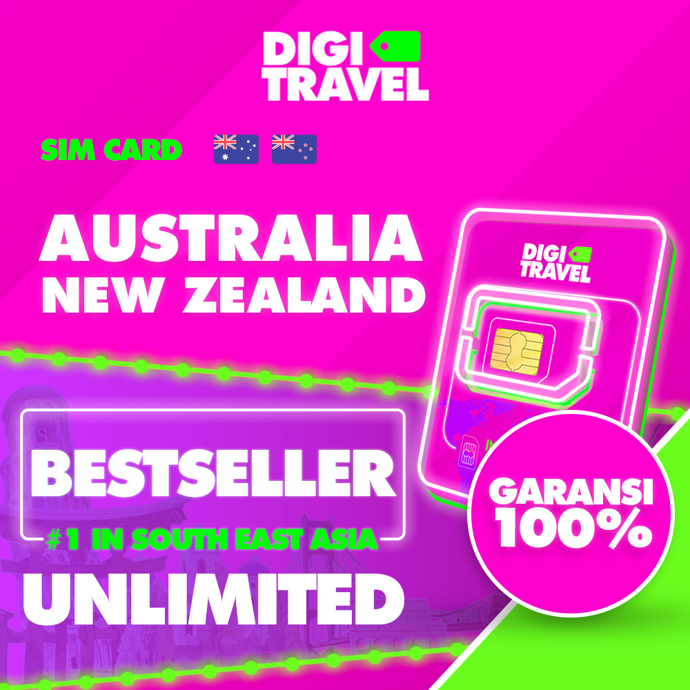 Jual DIGI TRAVEL Sim Card Australia New Zealand Unlimited Data