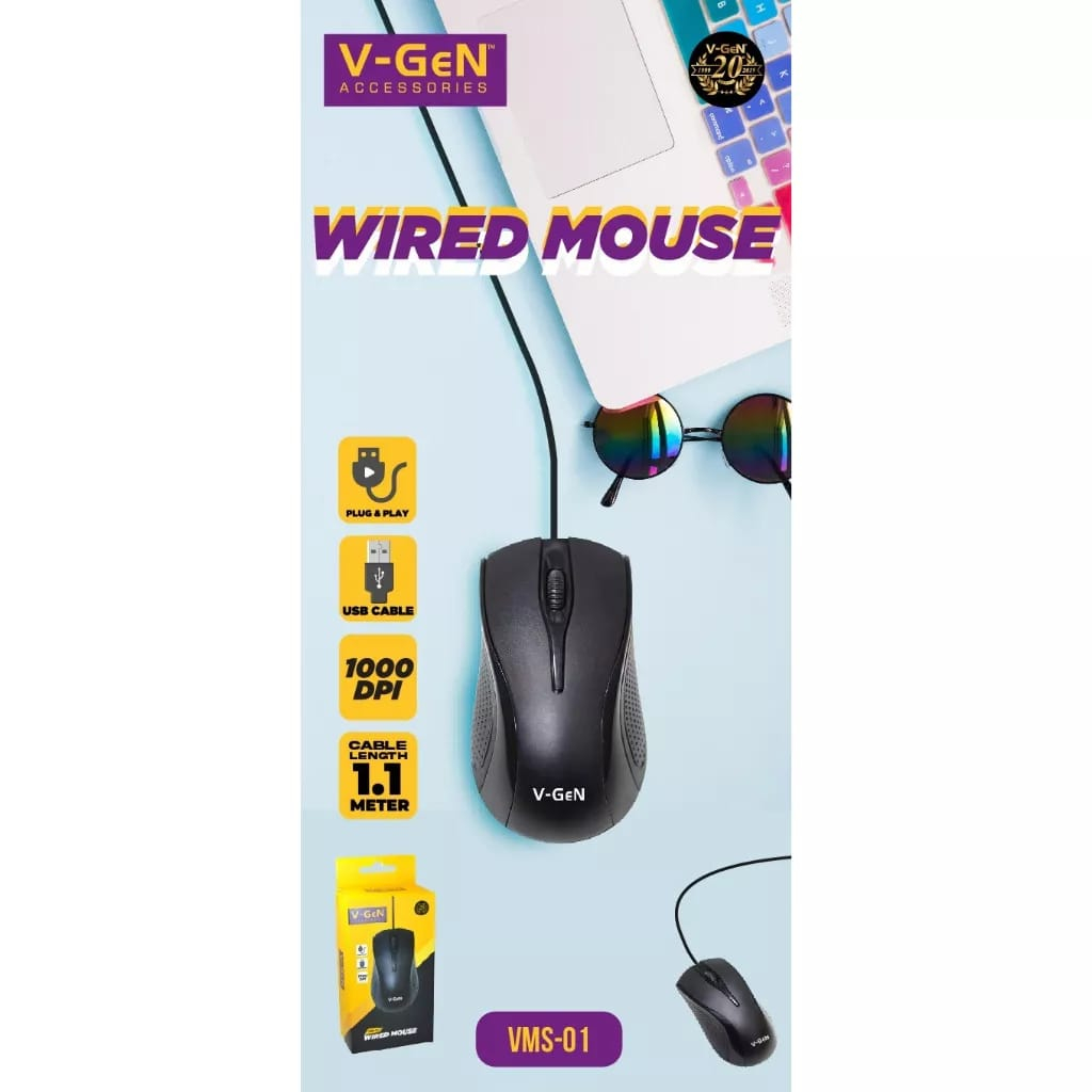Jual C_ Wired Mouse V-GeN VMS-01 1000 DPI Mouse Kabel | Shopee Indonesia
