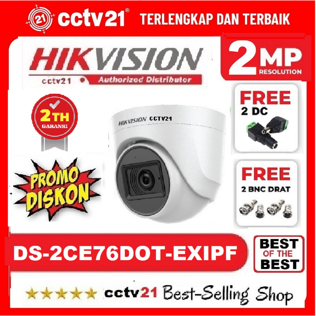 Jual Kamera Cctv Indoor Hikvision Ds 2ce76d0t Exlpf 2mp Free 2 Bnc And 2