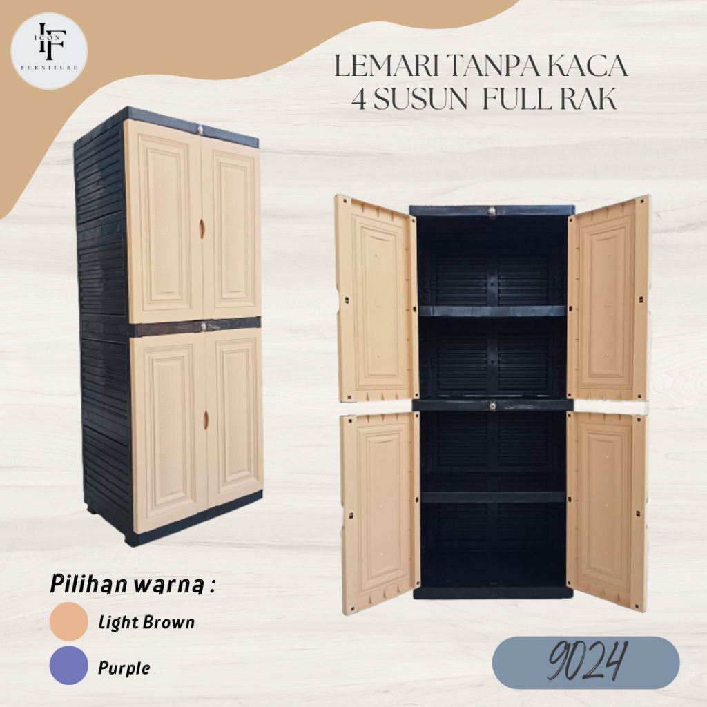 Jual 9024 || Lemari 4 Susun Full Rak Tanpa Kaca Pintu Panjang/ Lemari ...