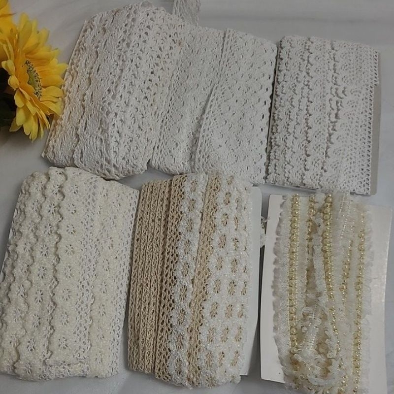 Jual RENDA RAJUT NATURAL PUTIH Untuk souvenir, aksesoris,pita dan ...