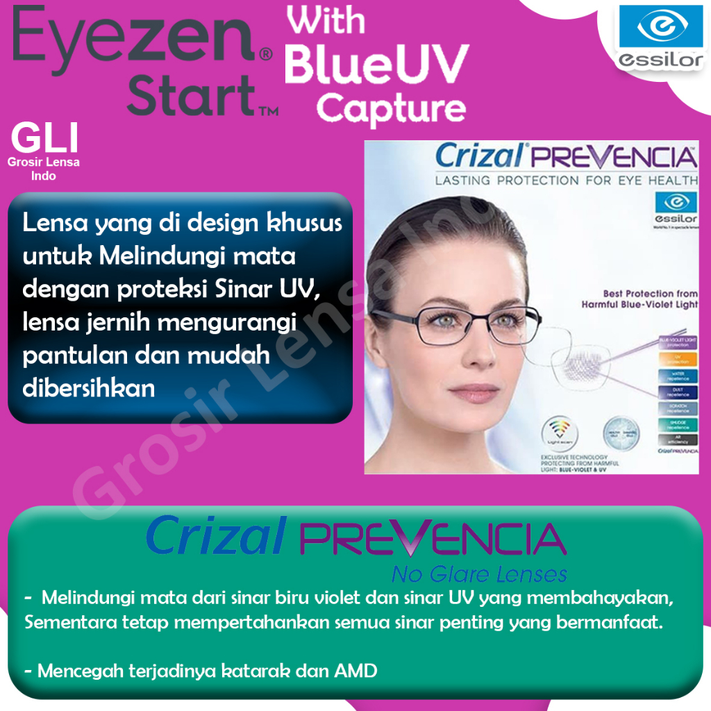 Jual Lensa Kacamata Essilor SV Eyezen Start Stylis Blue UV
