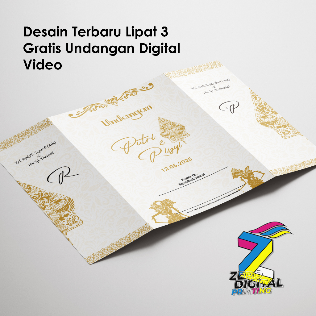 Jual Undangan Pernikahan Lipat 3 Murah / Mewah / Ngunduh Mantu