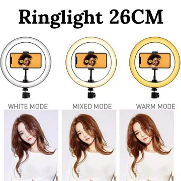 Ring Light 26cm Selfie Ringlight Led Lampu Make Up Vlog Live Streaming 3 Warna