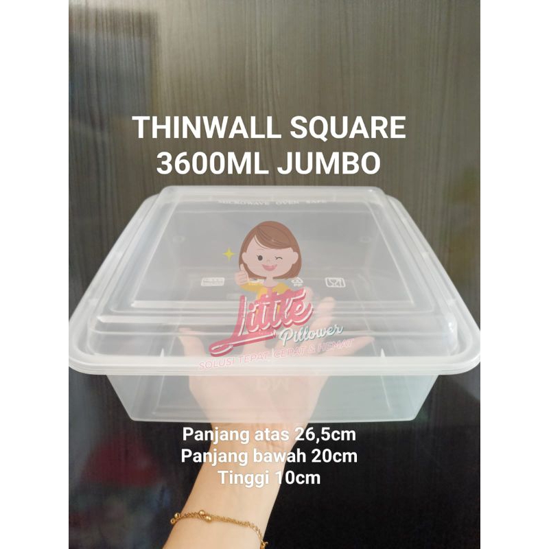 Jual Sq3600 Thinwall Square 3600ml Jumbo Besar Thinwall Lunch Box Shopee Indonesia 1497