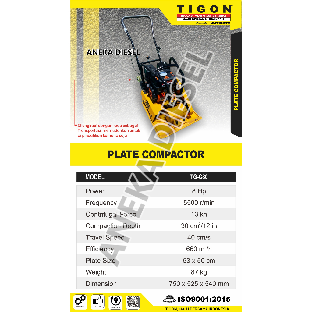 Jual Mesin Stamper Kodok TG-C80 C80T TIGON/ Plate Compactor Pamadat ...