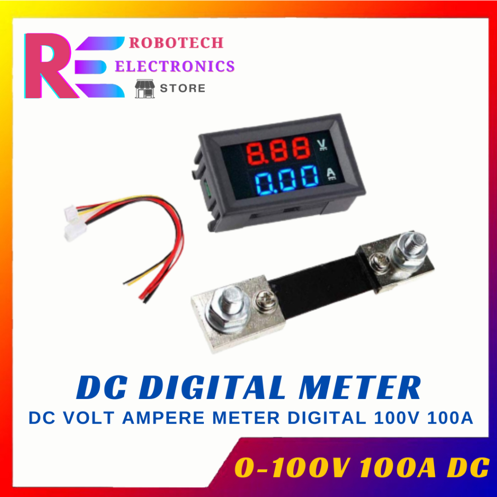 Jual Dc Volt Ampere Meter Digital Volt A A A Dc Merah Biru Shopee Indonesia