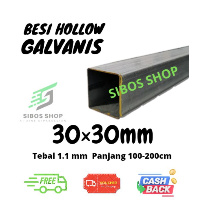 Jual Besi Hollow Galvanis 30x30mm Tebal 1.1mm Panjang 50cm 100cm Dan ...