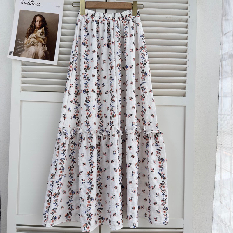 Jual ROK SERUT BUNGA KOREAN STYLE BAHAN COTT CRINKLE PREMIUM PANJANG ...
