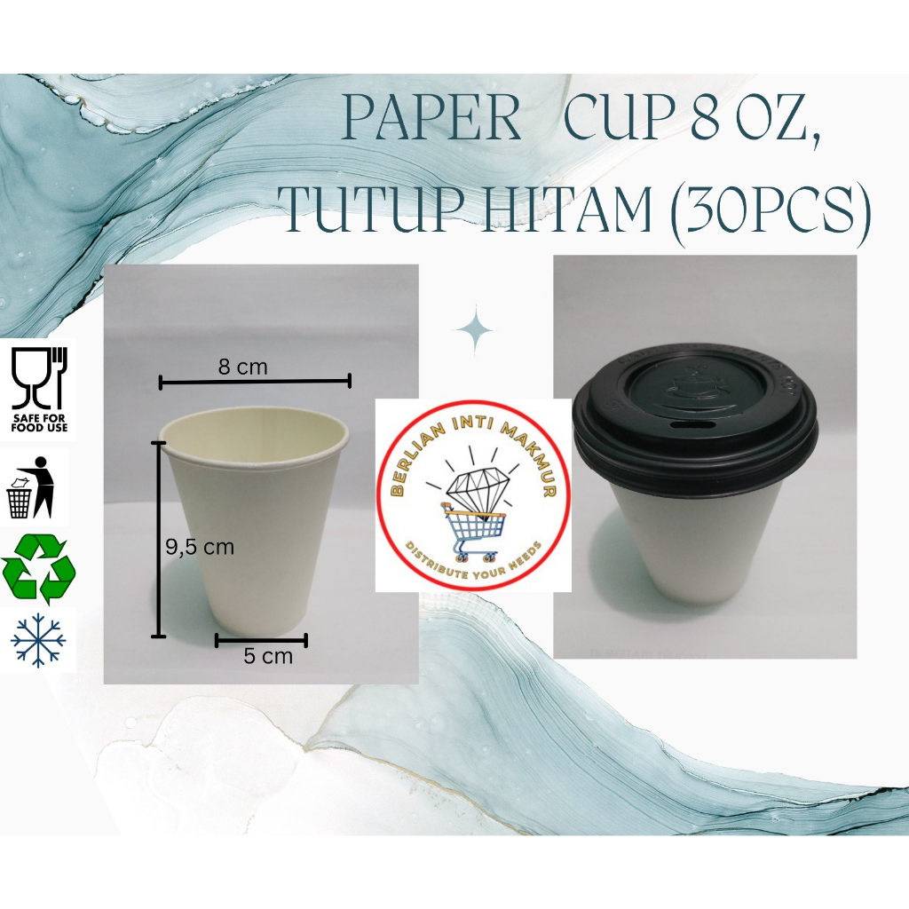 Jual Paper Cup 8 Oz Tutup Hitam (30 pcs) | Shopee Indonesia