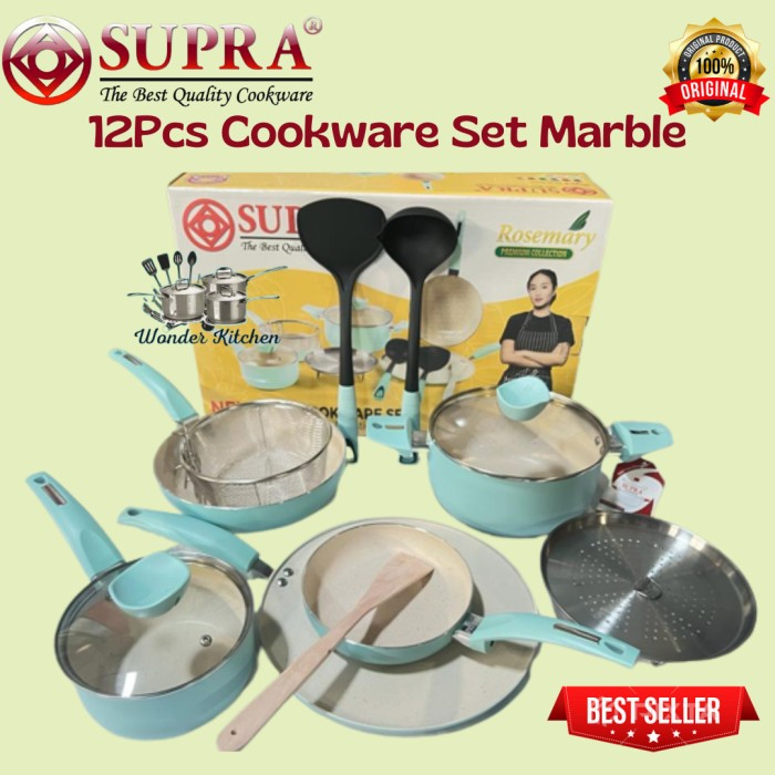 Jual Supra 12 Pcs Cookware Set White Marble I Panci Set Supra 12 Pc