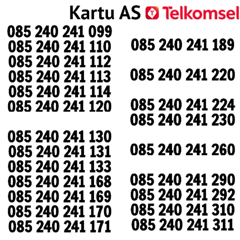 Jual Kartu Perdana Nomor Cantik Telkomsel Kartu As Sakti Combo Seri Urut 240 241 Sakti Combo