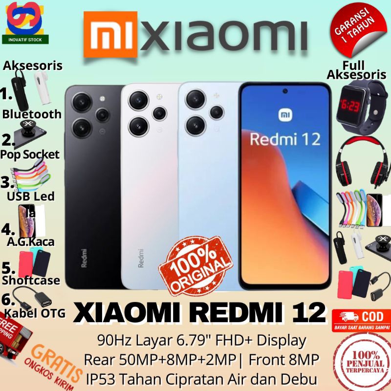 Jual HP BARU XIAOMI REDMI 12 8/128GB - 8/256GB Helio G88 GARANSI RESMI ...