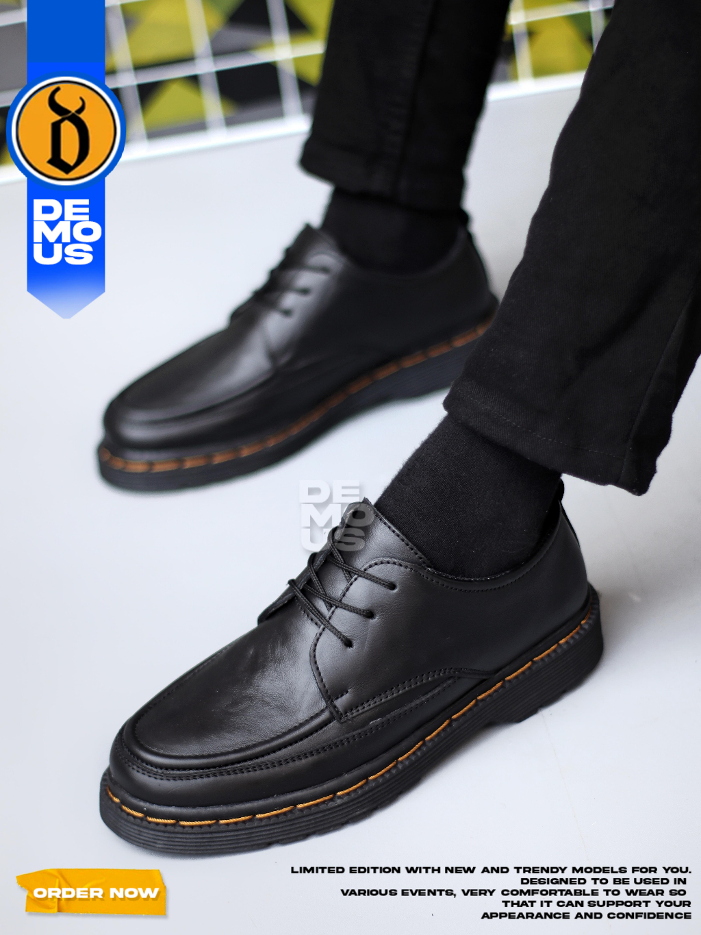 Jual DEMOUS Blacksun - Sepatu Formal Pantofel Docmart Tali Hitam Pria ...