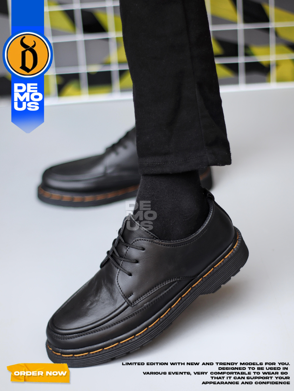 Jual DEMOUS Blacksun - Sepatu Formal Pantofel Docmart Tali Hitam Pria ...