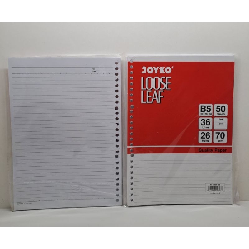 Jual Loose Leaf Isi Kertas File Binder Joyko B5 Isi 50 Sheet Shopee