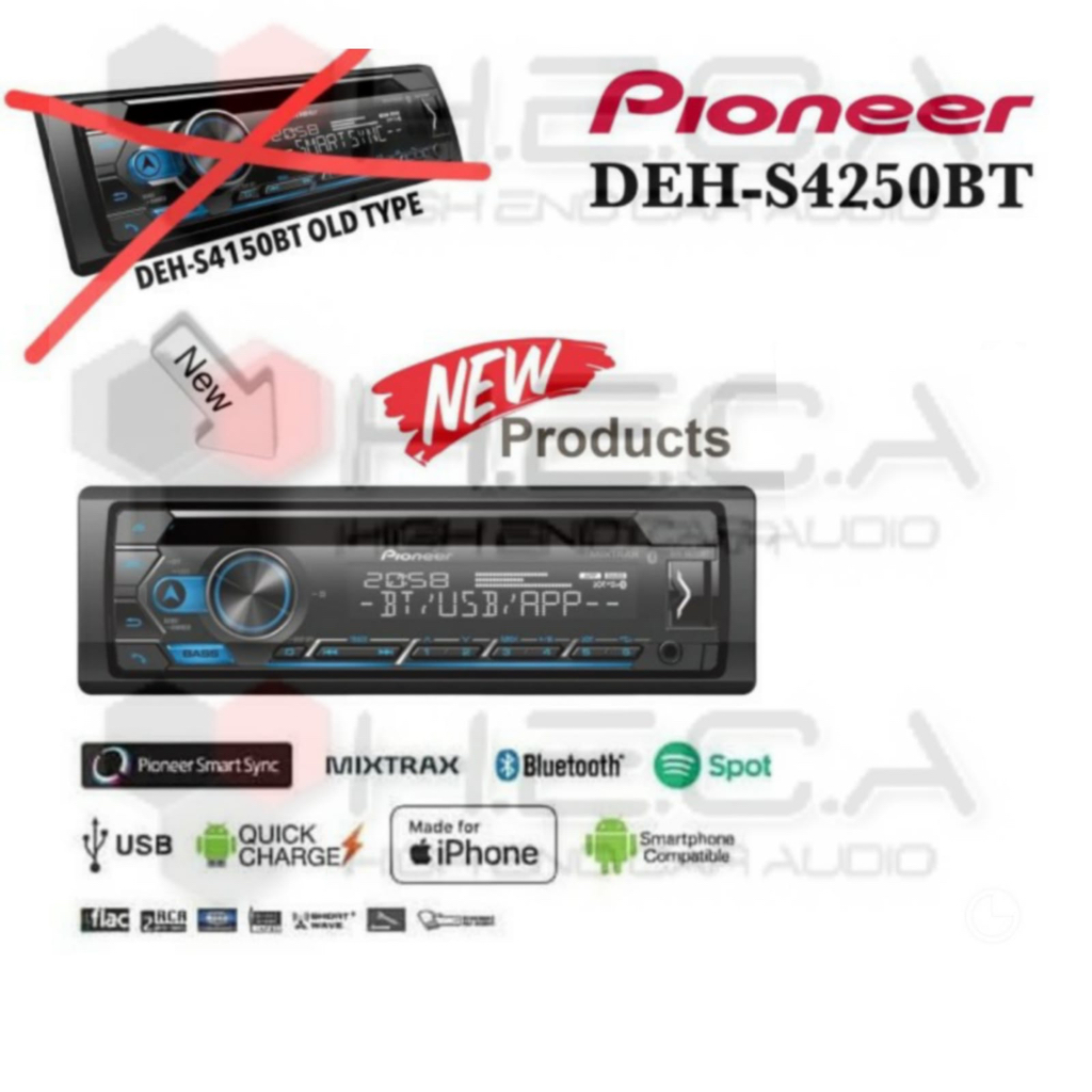 Jual Pioneer DEHS4250BT Bluetooth Single Din Tape Mobil Audio DEH
