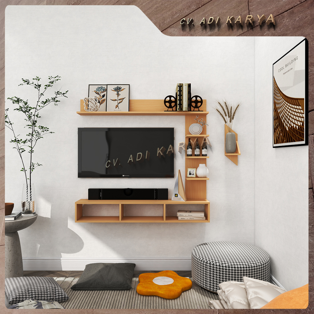 Jual Rak Tv Dinding Minimalis Dekorasi Ruangan Ruang Tamu Serbaguna