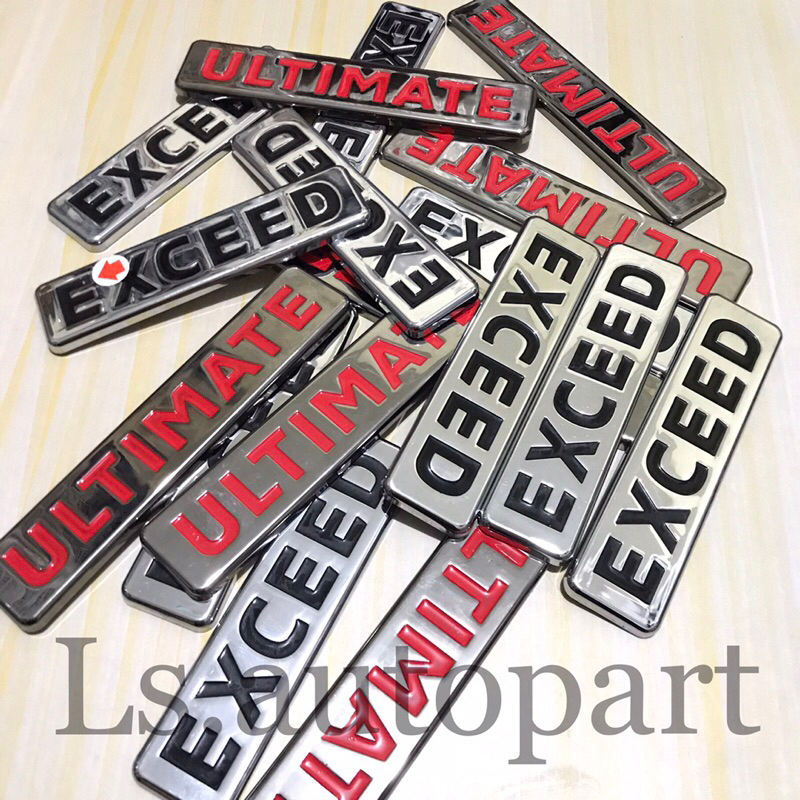 Jual Emblem logo tulisan ULTIMATE MERAH & EXCEED HITAM mobil mitsubishi ...
