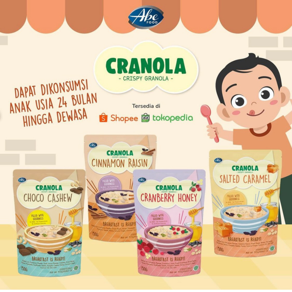 Jual ABE FOOD CRANOLA CRISPY GRANOLA 150gram MAKANAN ANAK GRANOLA