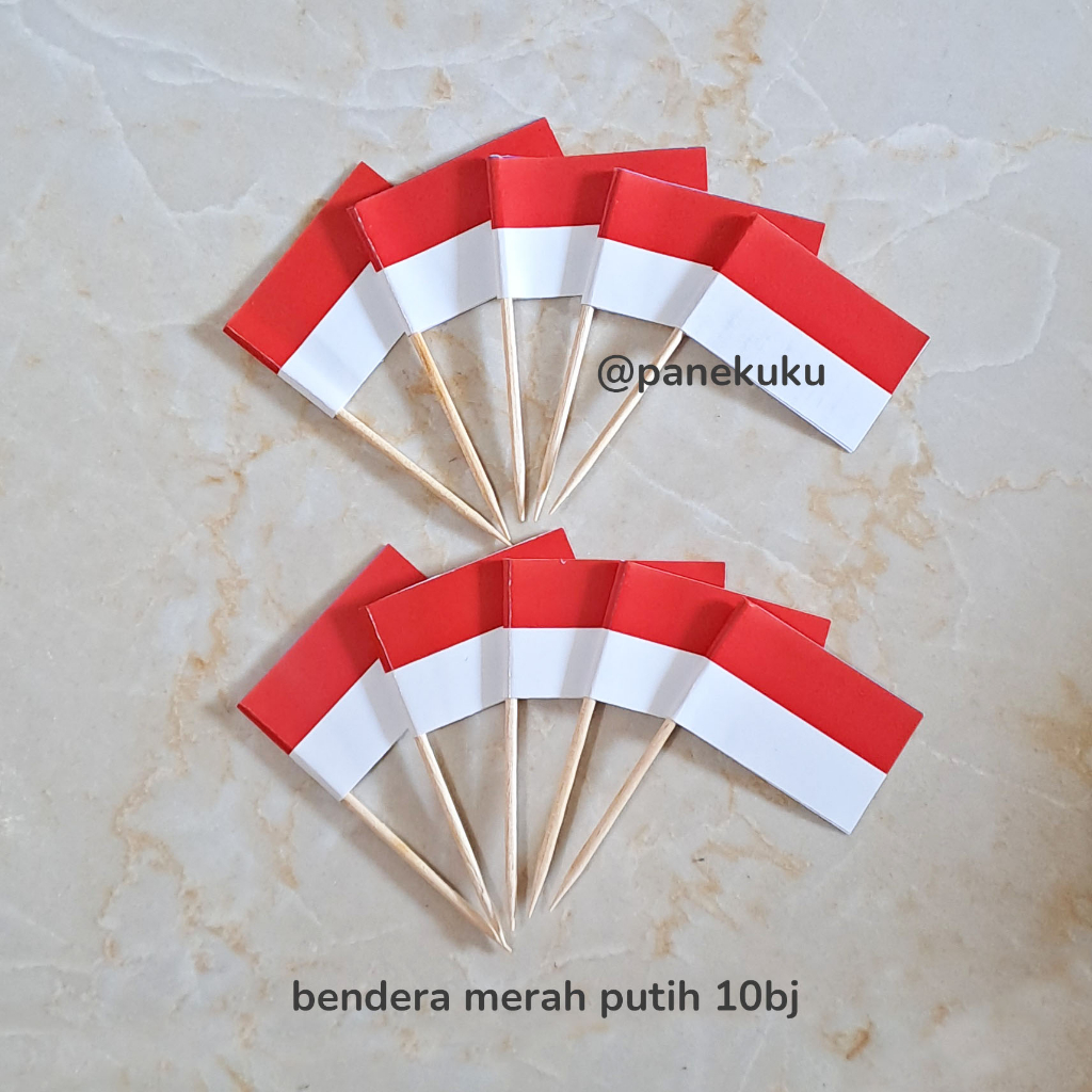 Jual Toper Kue Bendera Merah Putih 10 Biji Cake Topper Bendera