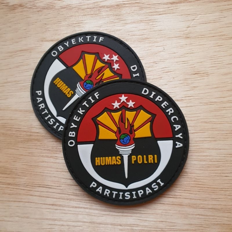 Jual patch rubber logo humas polri bulat - tempelan emblem karet ...